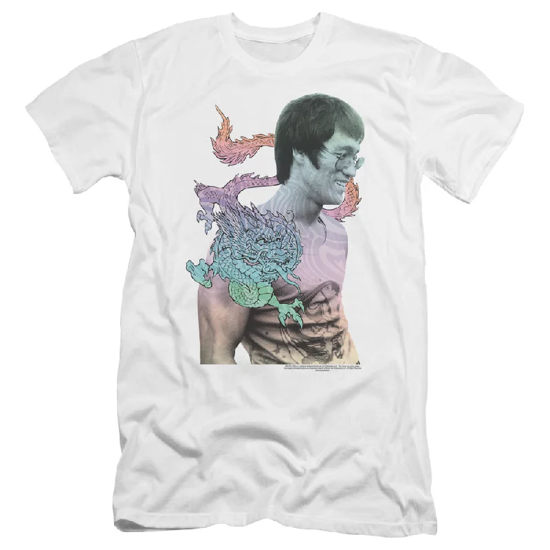 Today’s Special Bruce Lee Premium Canvas T-Shirt Colorful Dragon Portrait White Tee