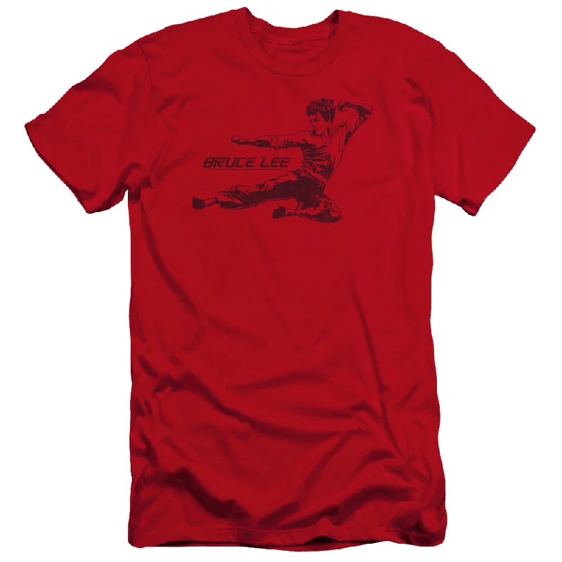 Savings Galore Bruce Lee Premium Canvas T-Shirt Line Kick Red Tee