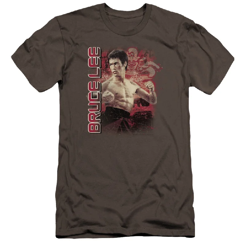 Deal Frenzy Bruce Lee Premium Canvas T-Shirt Stare Portrait Charcoal Tee