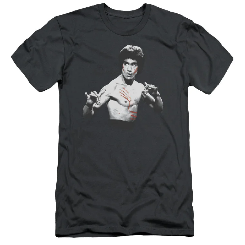 Big Discounts Bruce Lee Slim Fit T-Shirt Confrontation Stance Charcoal Tee