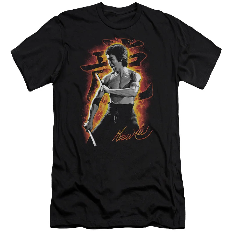 Value Deals Bruce Lee Slim Fit T-Shirt Fire Black Tee