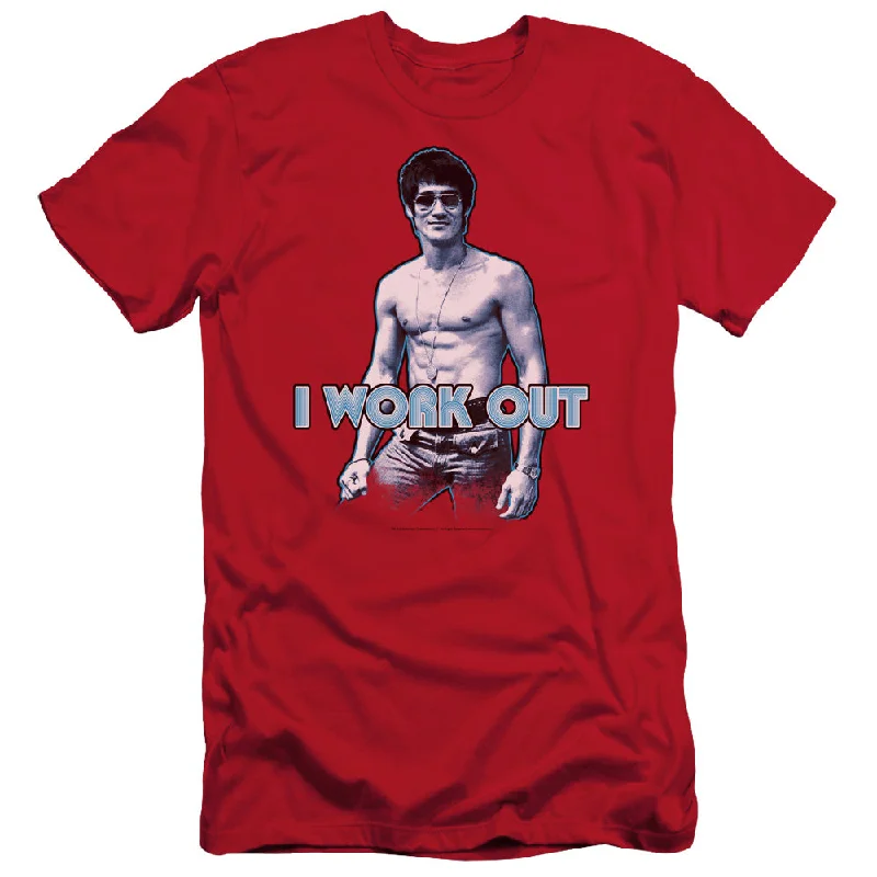 Low Prices Bruce Lee Slim Fit T-Shirt I Work Out Red Tee