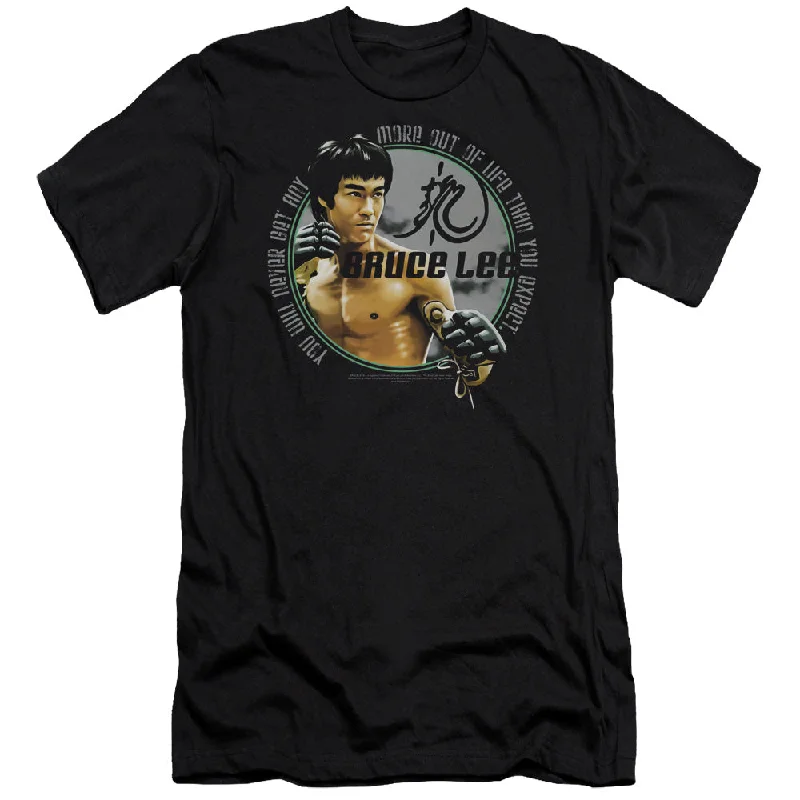 Can't Be Beat Bruce Lee Slim Fit T-Shirt Never Get More Out Of Life Black Tee