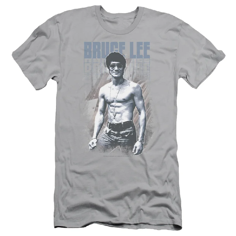 Markdown Madness Bruce Lee Slim Fit T-Shirt Shirt Off Portrait Silver Tee