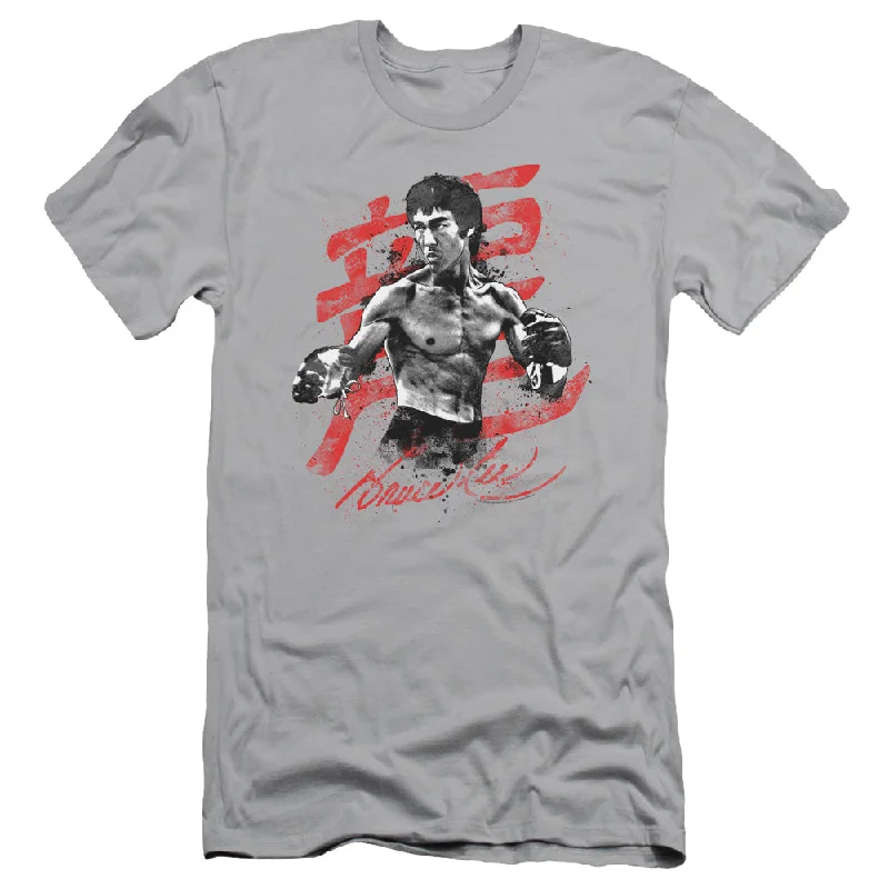 Great Bargains Bruce Lee Slim Fit T-Shirt Splatter Silver Tee