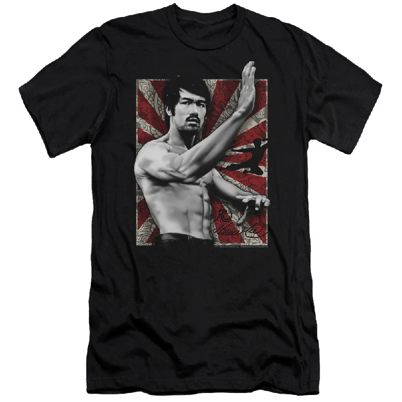 Daily Deals Bruce Lee Slim Fit T-Shirt Stance Portrait Black Tee