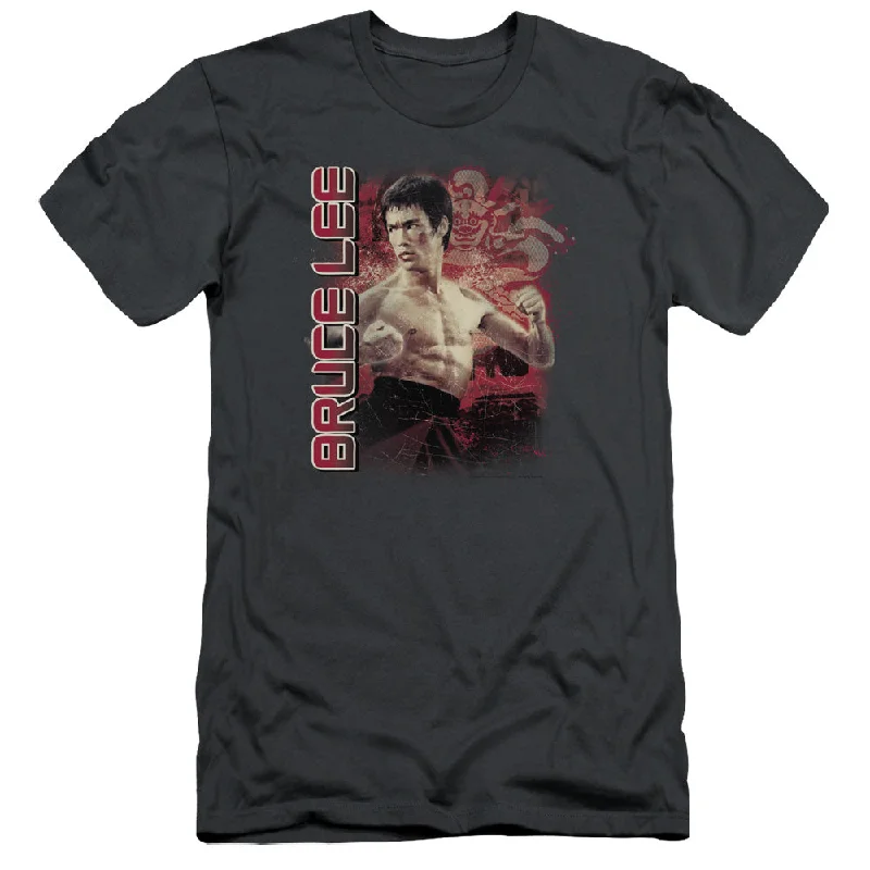Friends and Family Sale Bruce Lee Slim Fit T-Shirt Stare Portrait Charcoal Tee