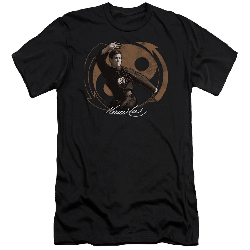 Don't Wait Bruce Lee Slim Fit T-Shirt Yin Yang Black Tee