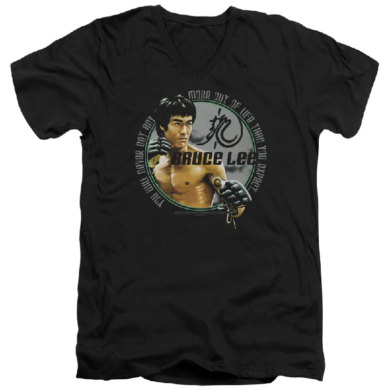 Special Price Bruce Lee Slim Fit V-Neck T-Shirt Never Get More Out Of Life Black