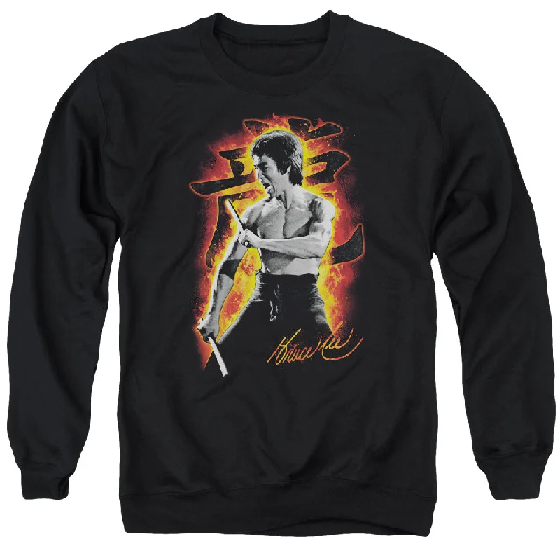 Hurry In Bruce Lee Sweatshirt Fire Black Pullover
