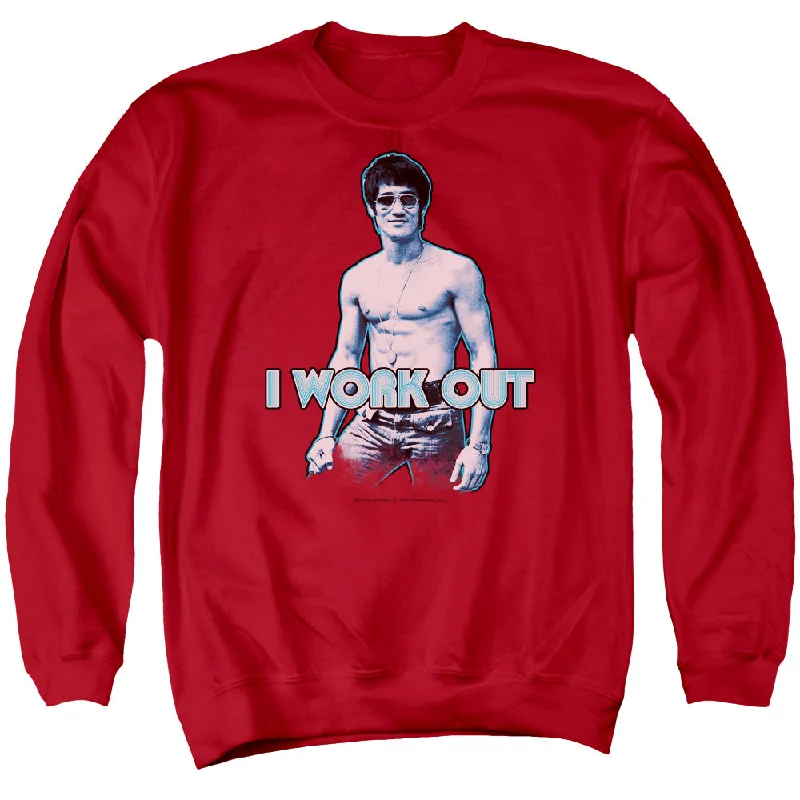 Extra Savings Bruce Lee Sweatshirt I Work Out Red Pullover