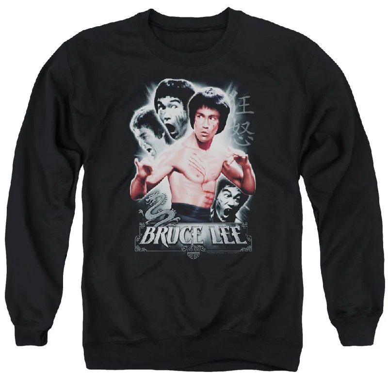Flash Deals Bruce Lee Sweatshirt Inner Fury Collage Black Pullover