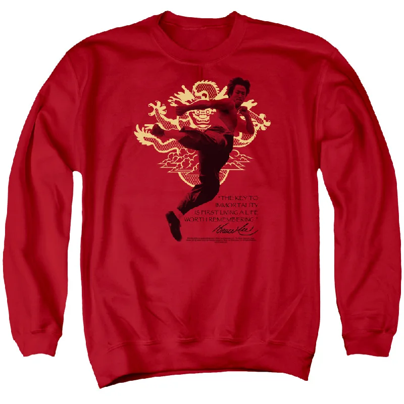 Huge Discounts Bruce Lee Sweatshirt Key to Immortality Red Pullover