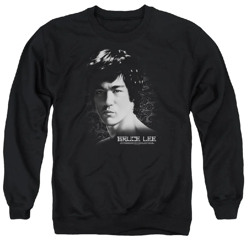 Can't Be Beat Bruce Lee Sweatshirt Serious Portrait Black Pullover