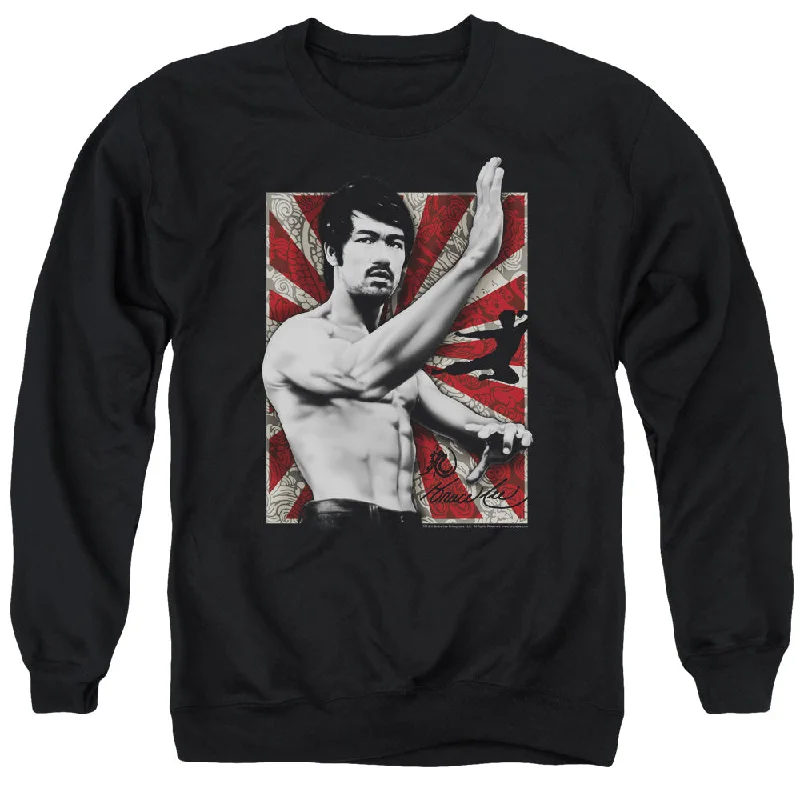 Can't Miss Bruce Lee Sweatshirt Stance Portrait Black Pullover