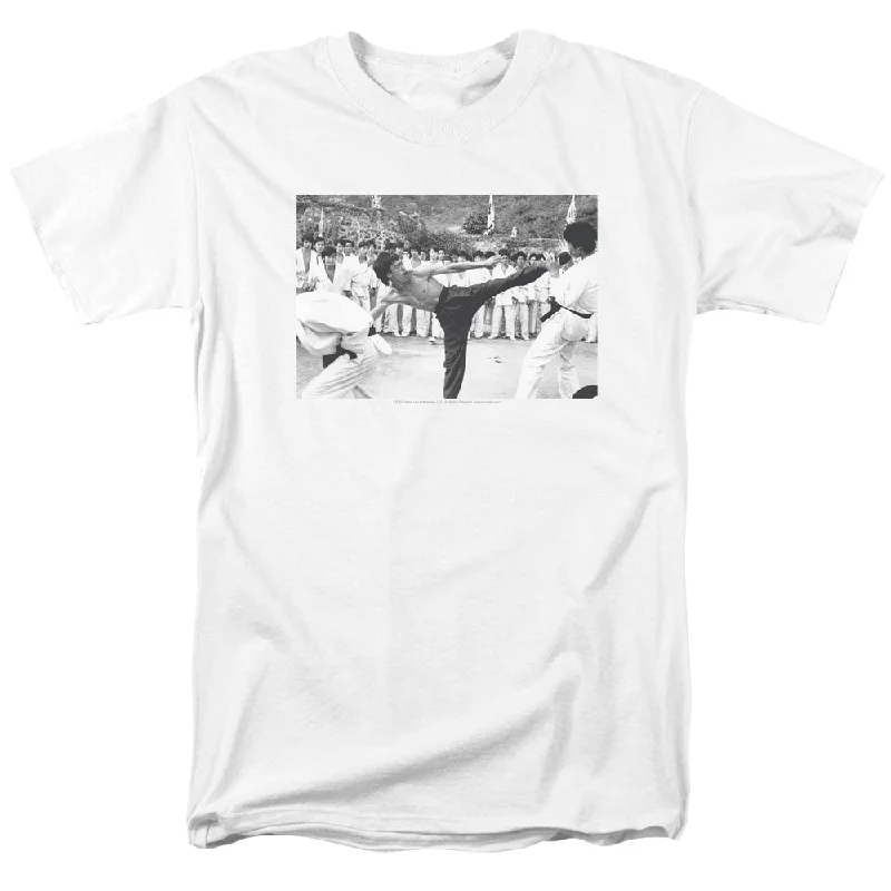 Overstock Sale Bruce Lee T-Shirt Kick to the Head Photo White Tee