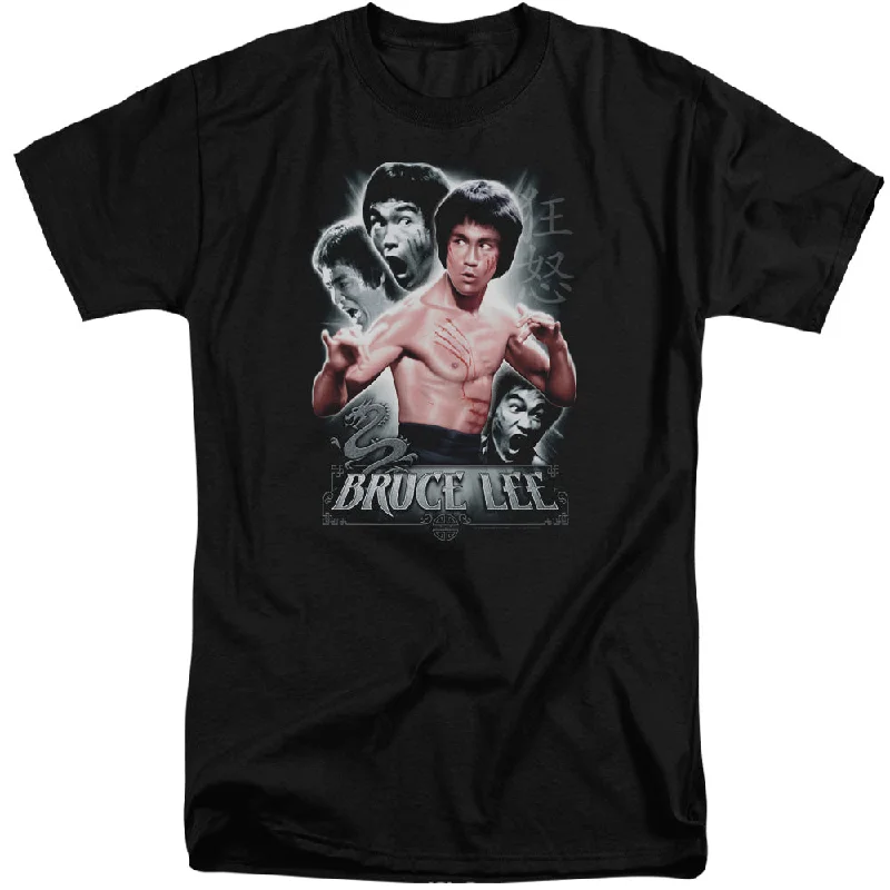 One-DAY Sale Bruce Lee Tall T-Shirt Inner Fury Collage Black Tee