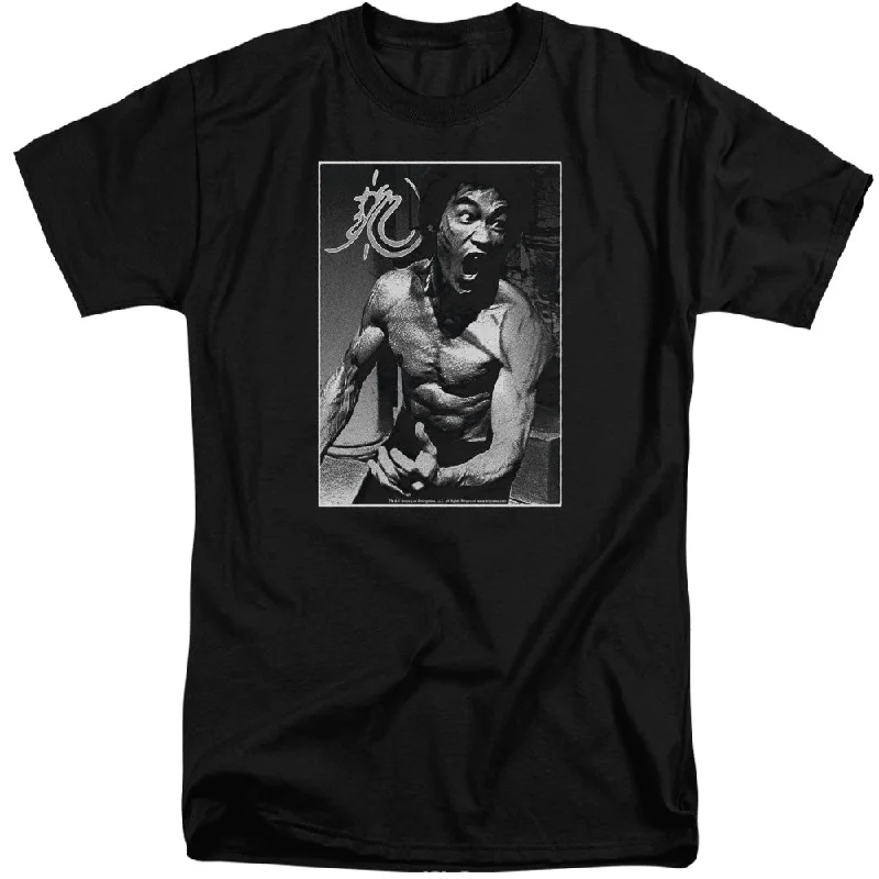 Don't Wait Bruce Lee Tall T-Shirt Rage Portrait Black Tee