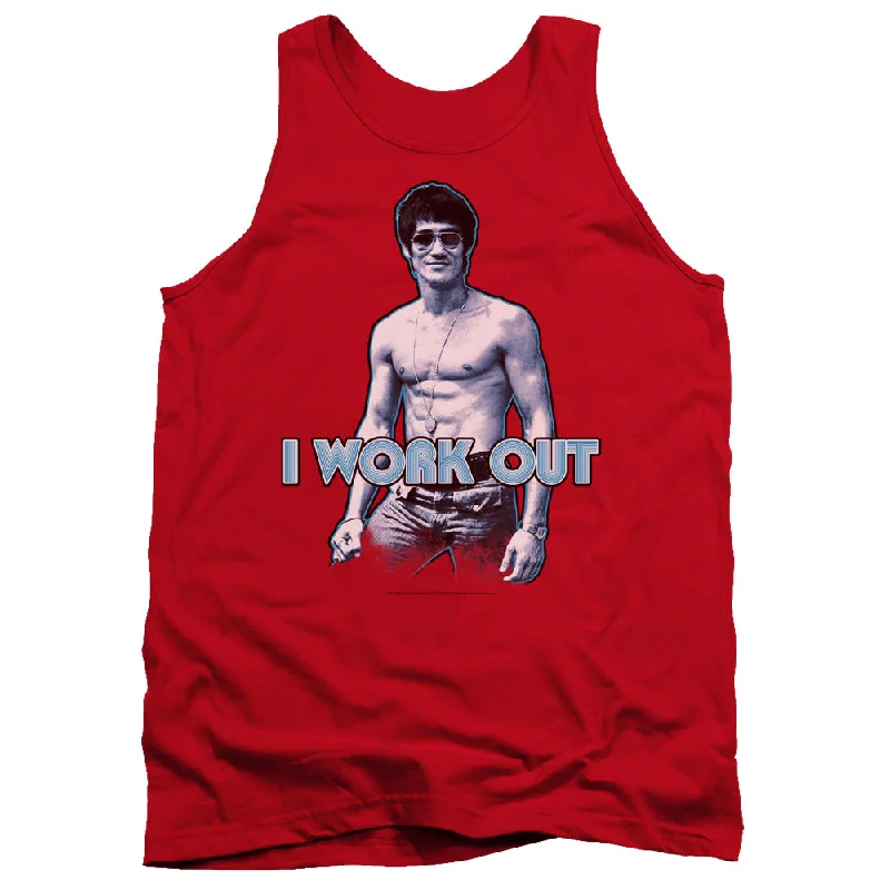 Online Only Bruce Lee Tanktop I Work Out Red Tank