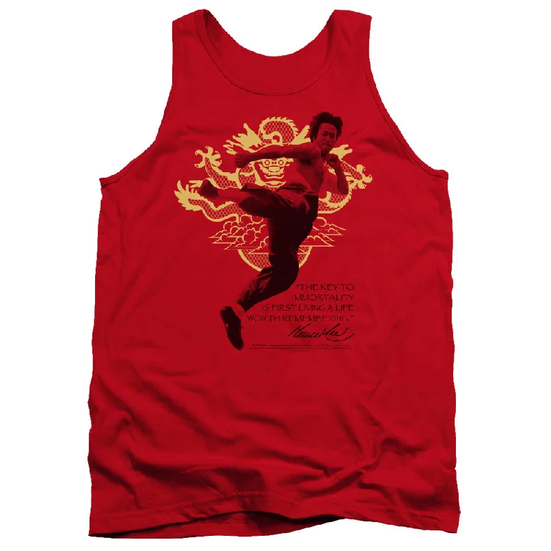 Price Cut Bruce Lee Tanktop Key to Immortality Red Tank