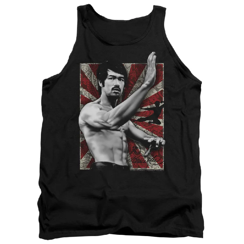 Discount Deals Bruce Lee Tanktop Stance Portrait Black Tank