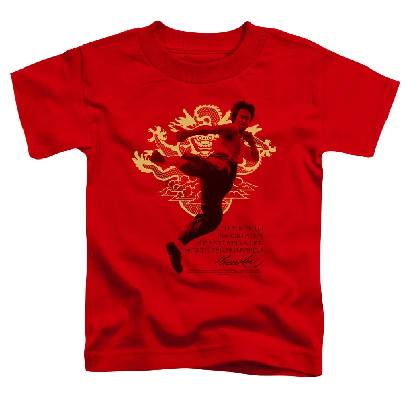 Super Sale Bruce Lee Toddler T-Shirt Key to Immortality Red Tee