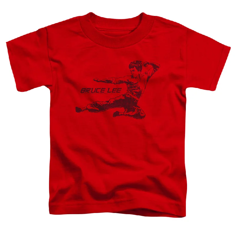Stock Clearance Bruce Lee Toddler T-Shirt Line Kick Red Tee