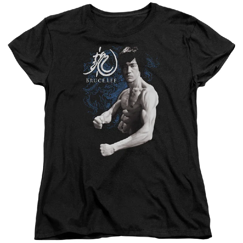 Early Bird Discount Bruce Lee Womens T-Shirt Dragon Stance Black Tee