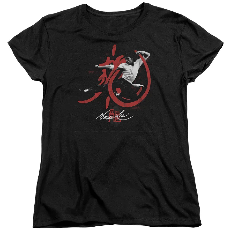 Best Bargains Bruce Lee Womens T-Shirt High Flying Black Tee