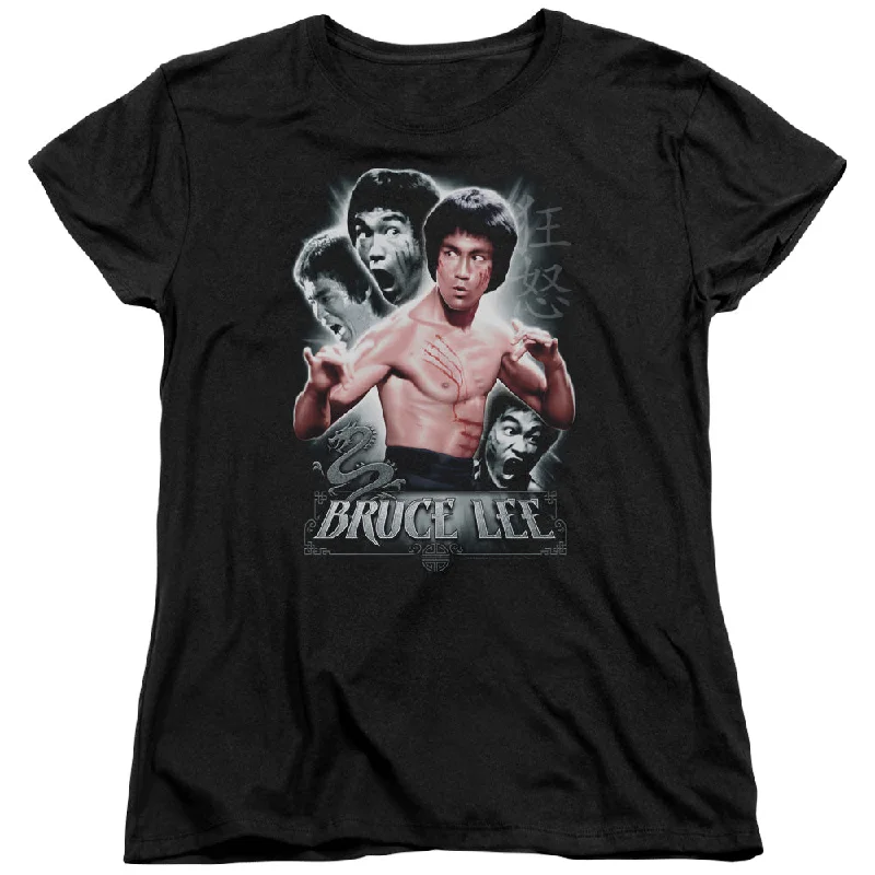 Best Bargains Bruce Lee Womens T-Shirt Inner Fury Collage Black Tee