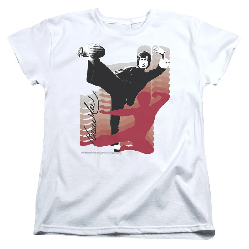 Customer Appreciation Sale Bruce Lee Womens T-Shirt Kick It White Tee