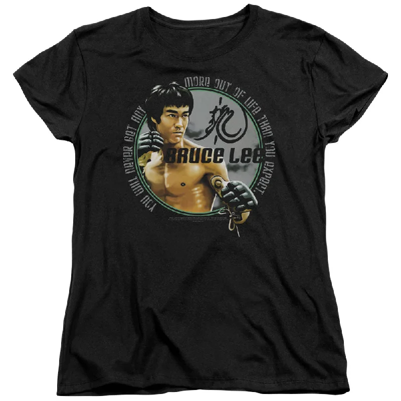 Clearance Items Bruce Lee Womens T-Shirt Never Get More Out Of Life Black Tee