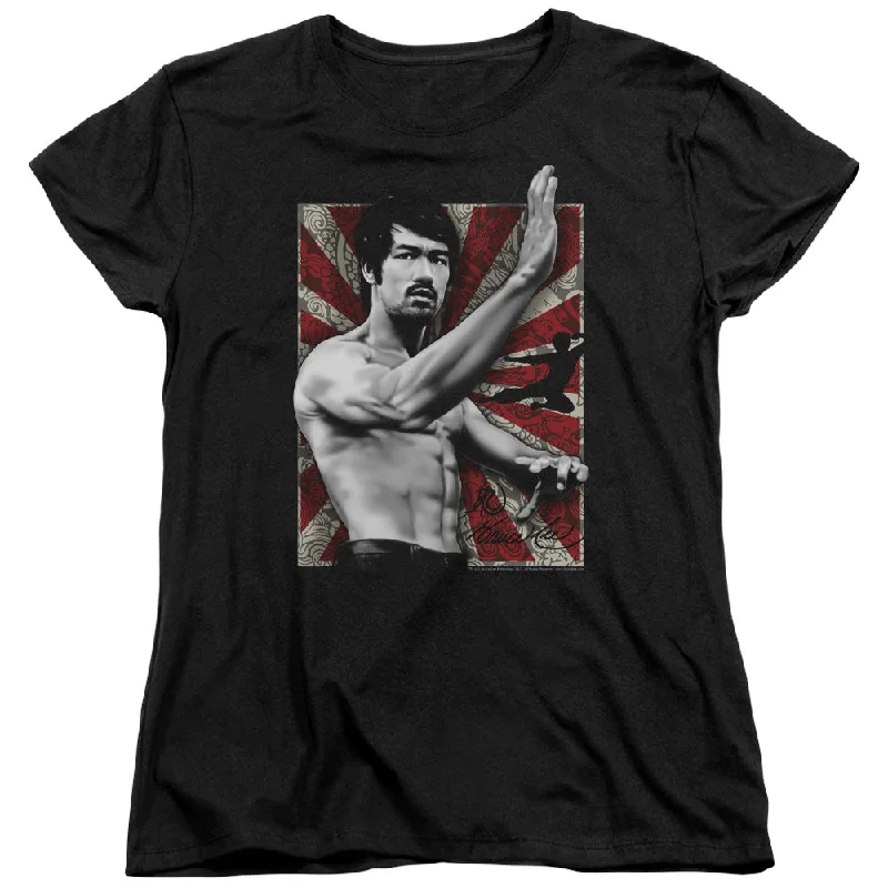 Deep Discounts Bruce Lee Womens T-Shirt Stance Portrait Black Tee