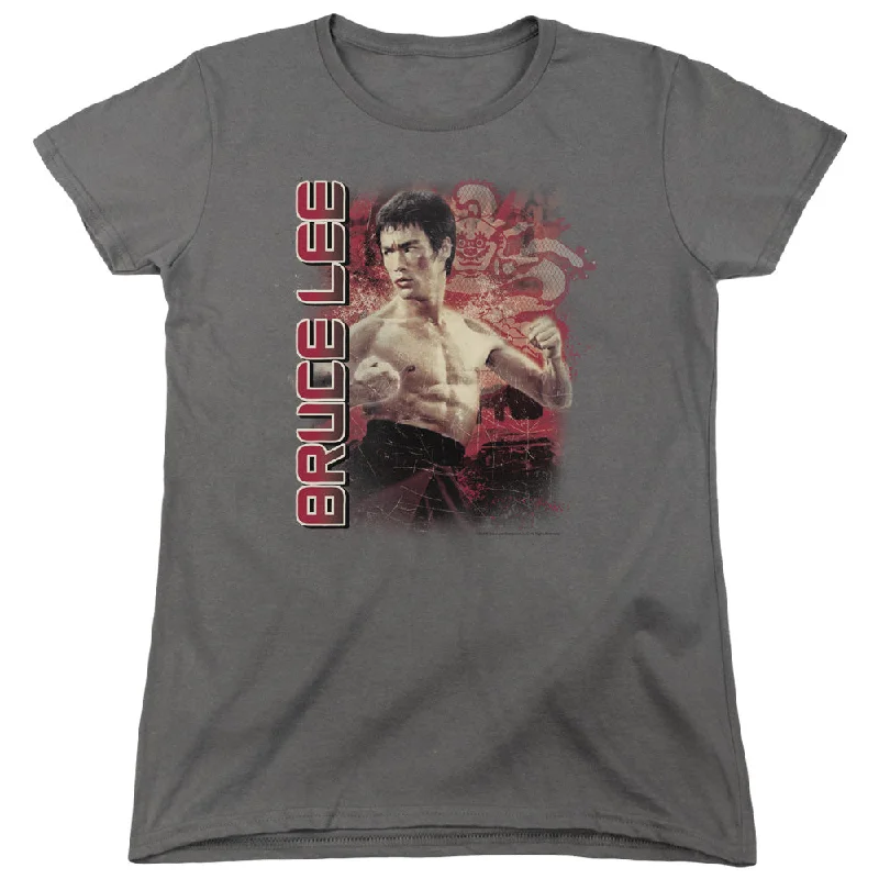 Super Sale Bruce Lee Womens T-Shirt Stare Portrait Charcoal Tee