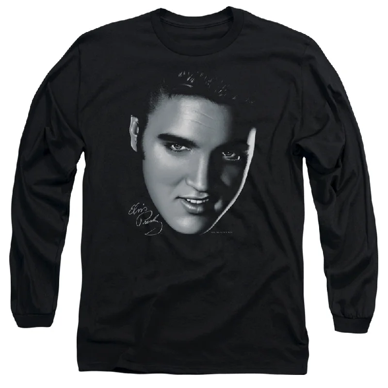 Act Fast Elvis Presley Long Sleeve T-Shirt Big Face Black Tee