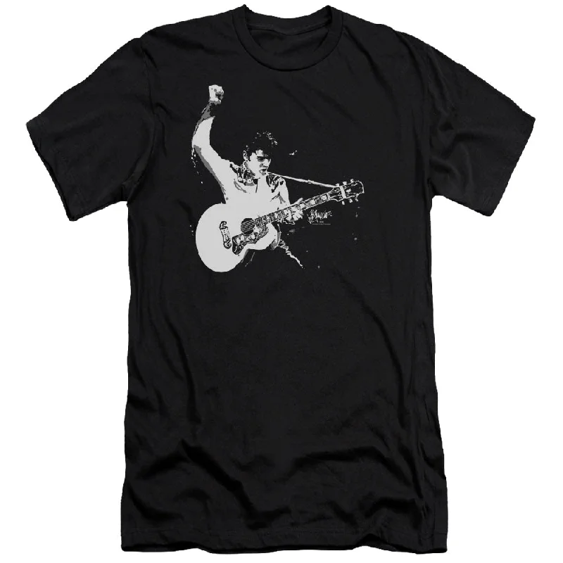 Exclusive Preview Elvis Presley Premium Canvas T-Shirt Black and White Photo Black Tee