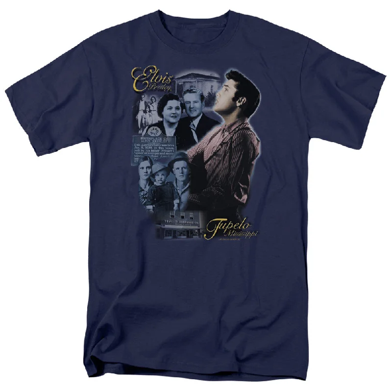 Price Drop Elvis Presley T-Shirt Collage Navy Tee