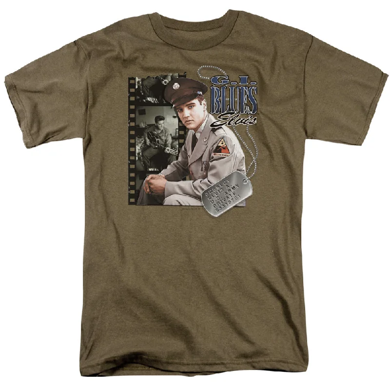 Shop and Save Elvis Presley T-Shirt GI Blues Army Dog Tag Safari Tee
