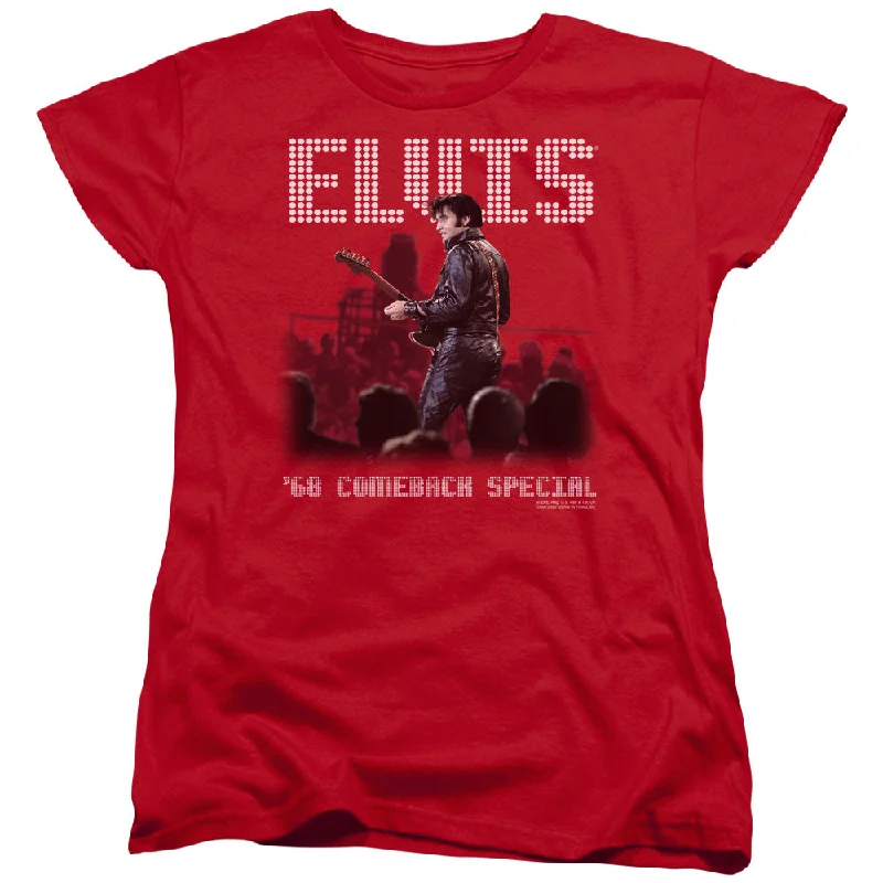 Steals and Deals Elvis Presley Womens T-Shirt 68 Comeback Special Red Tee