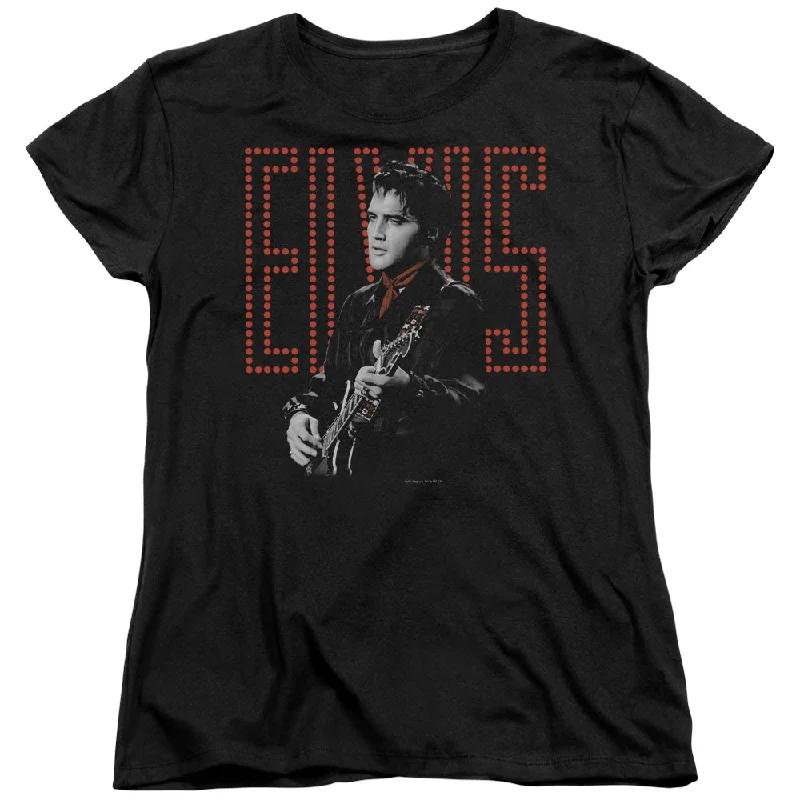 Sale Event Elvis Presley Womens T-Shirt Guitar Man Black Tee