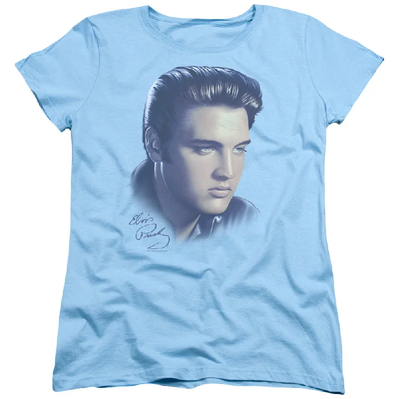 Special Buy Elvis Presley Womens T-Shirt Portrait Light Blue Tee