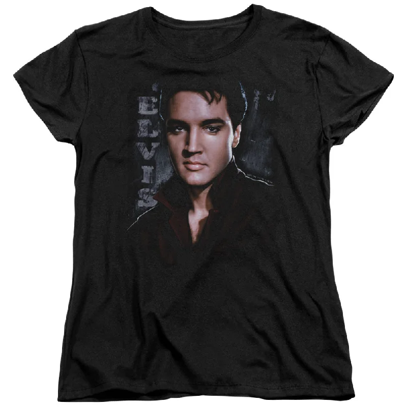 Markdowns Elvis Presley Womens T-Shirt Serious Pose Black Tee