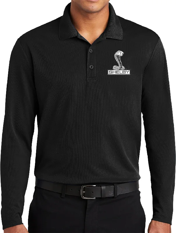 Epic Deals Ford Mustang Long Sleeve Polo Shelby Cobra Pocket Print