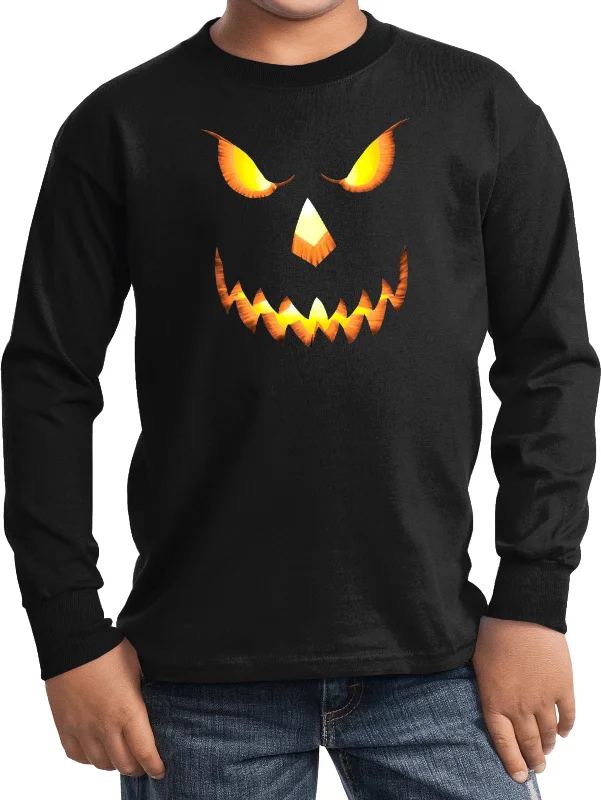 Members Only Halloween Pumpkin Head Kids Long Sleeve Shirt