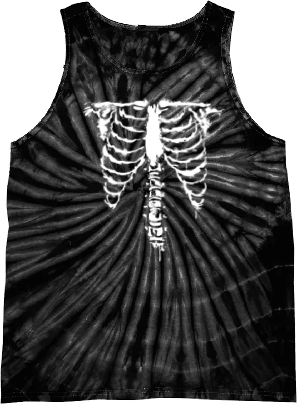 Super Sale Halloween Skeleton Tie Dye Tank Top