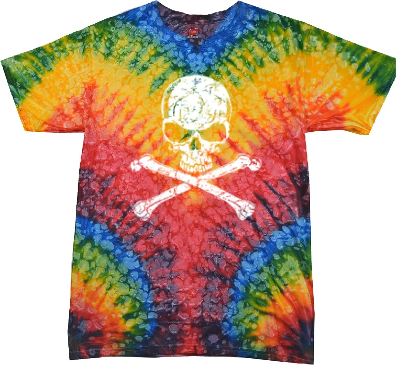 Price Rollback Halloween Tie Dye T-shirt White Distressed Skull