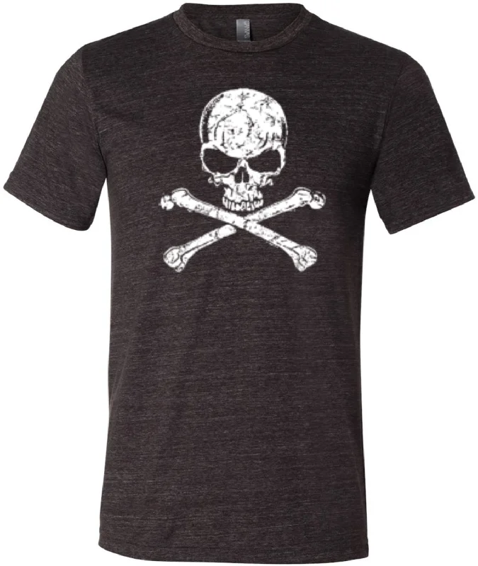 New Markdowns Halloween Tri Blend T-shirt White Distressed Skull