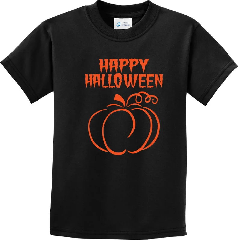 Fantastic Deals Happy Halloween with Pumpkin Sketch Kids T-shirt