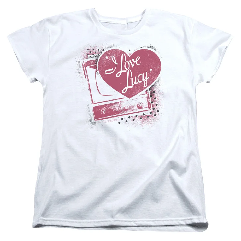 Weekend Deal I Love Lucy Womens T-Shirt Vintage TV with Logo White Tee
