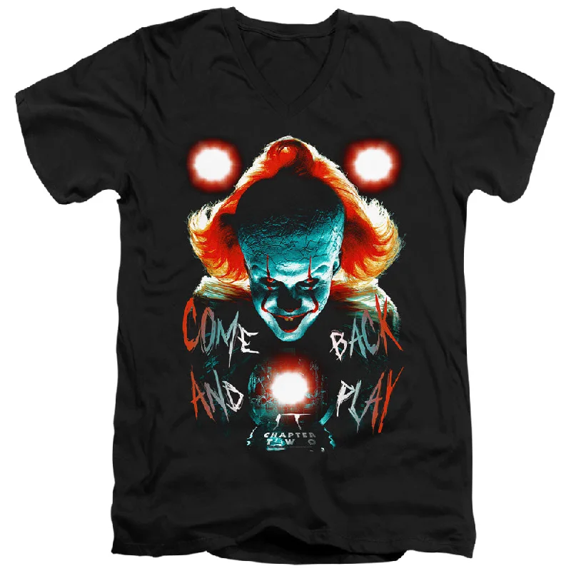 Year-End Clearance IT Chapter Two Slim fit V-Neck T-Shirt Pennywise Come Back Black Tee